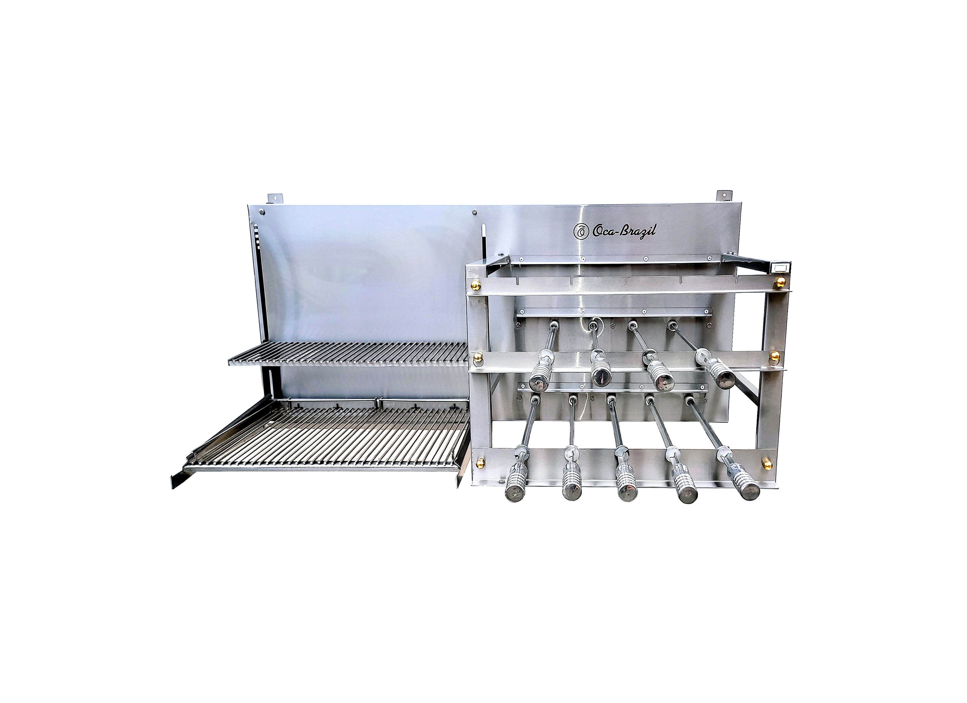 Double-Decker Griddle with 9 Skewers Rotisserie System Double-Decker Griddle with 9 Skewers Rotisserie System